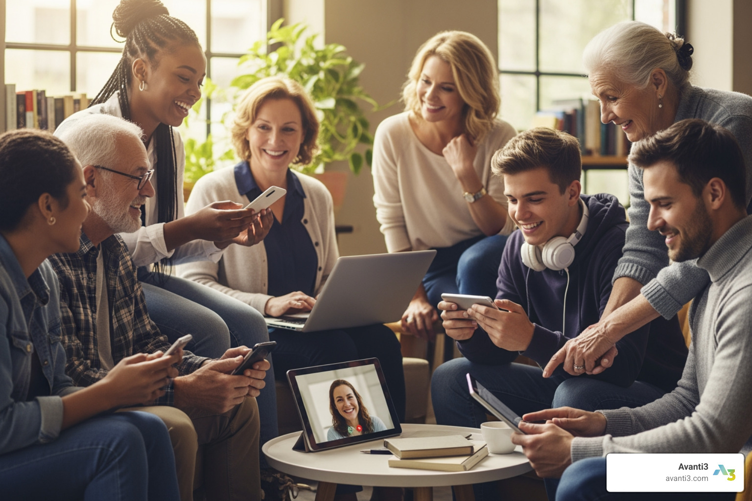community members connecting on various devices - Community Building Platforms