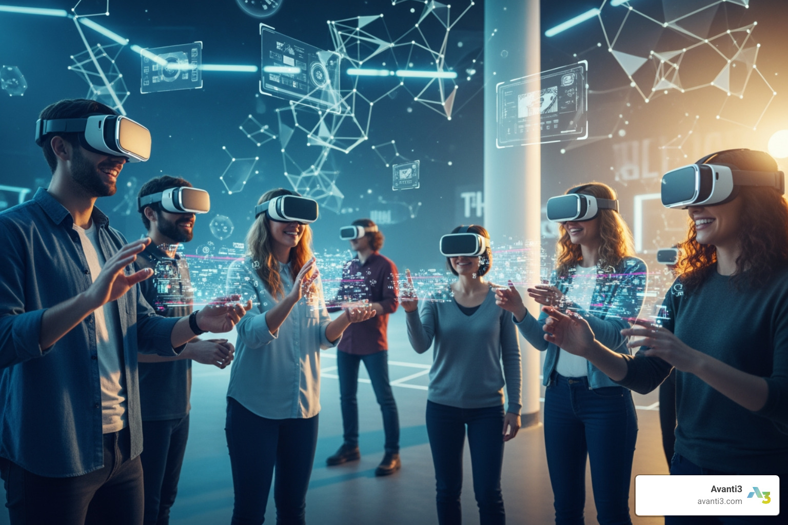 diverse community members engaged in an immersive virtual space - Community Building Platforms