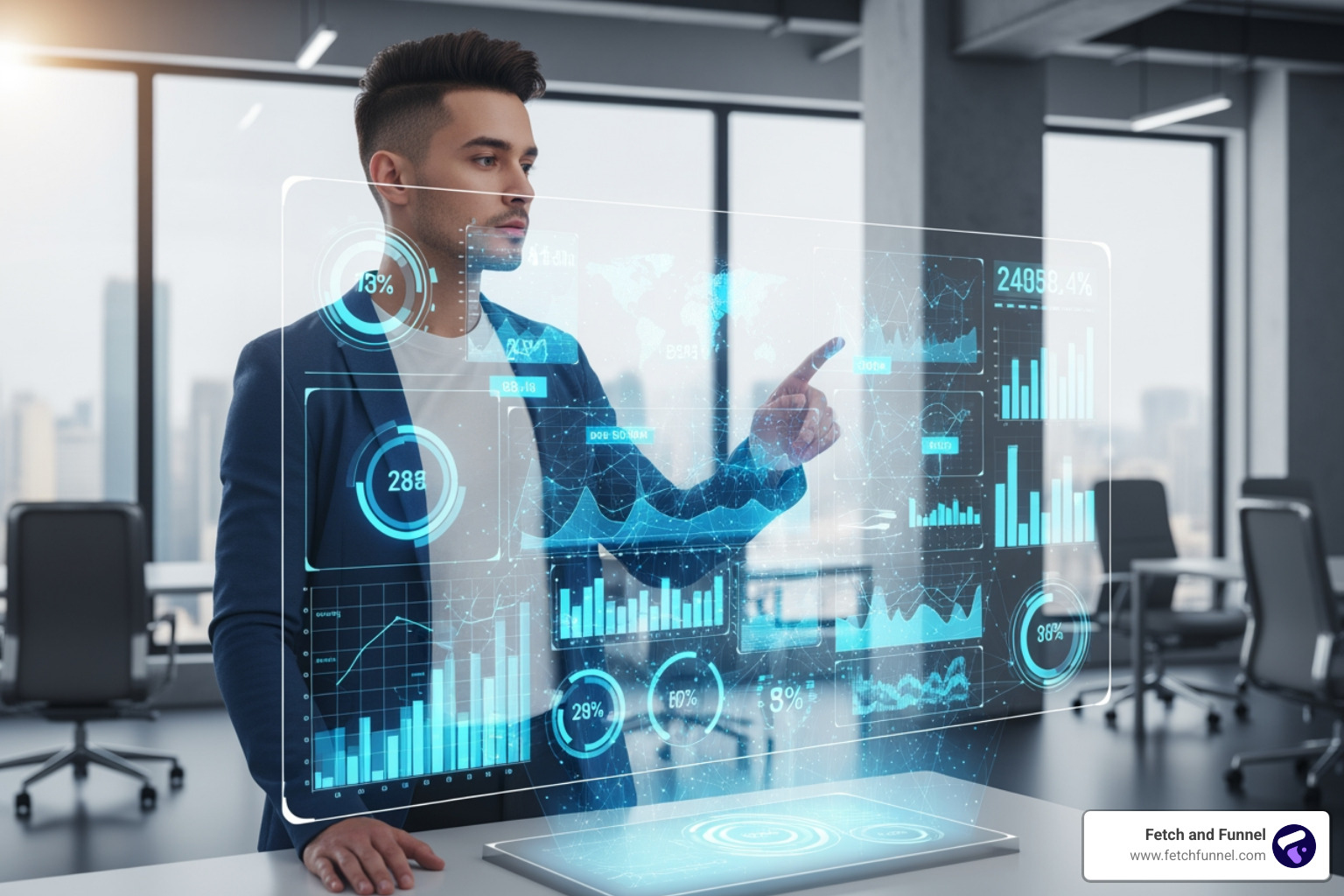 Marketer using futuristic AI dashboard - ai marketing solutions Marketer using futuristic AI dashboard - ai marketing solutions