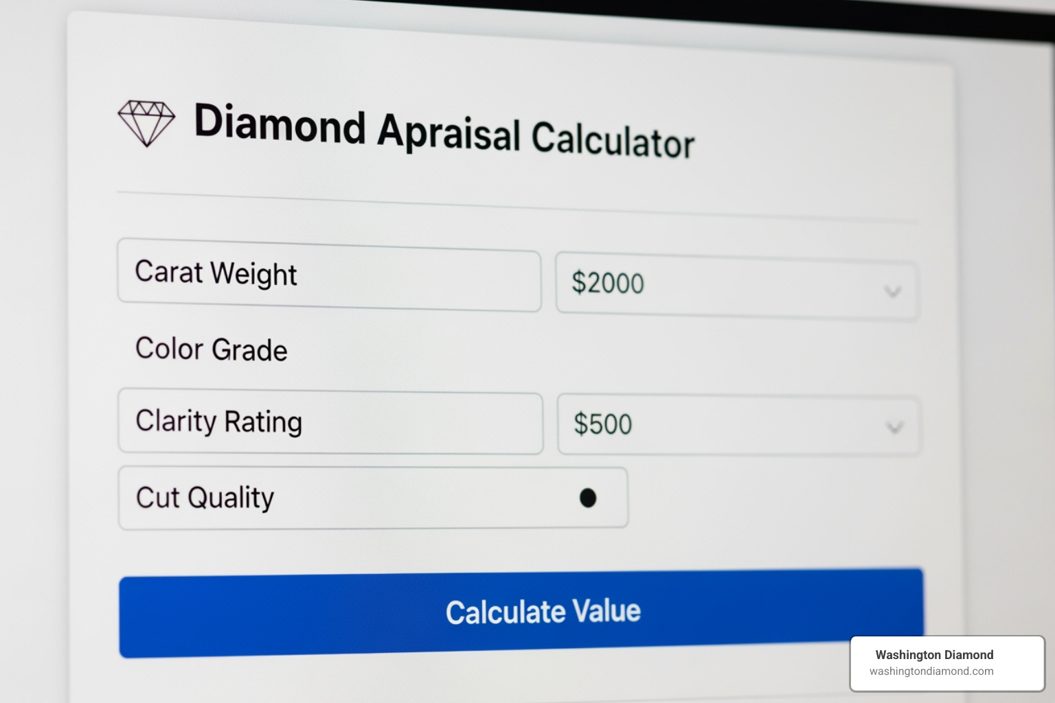 diamond appraisal calculator interface - free diamond appraisal calculator