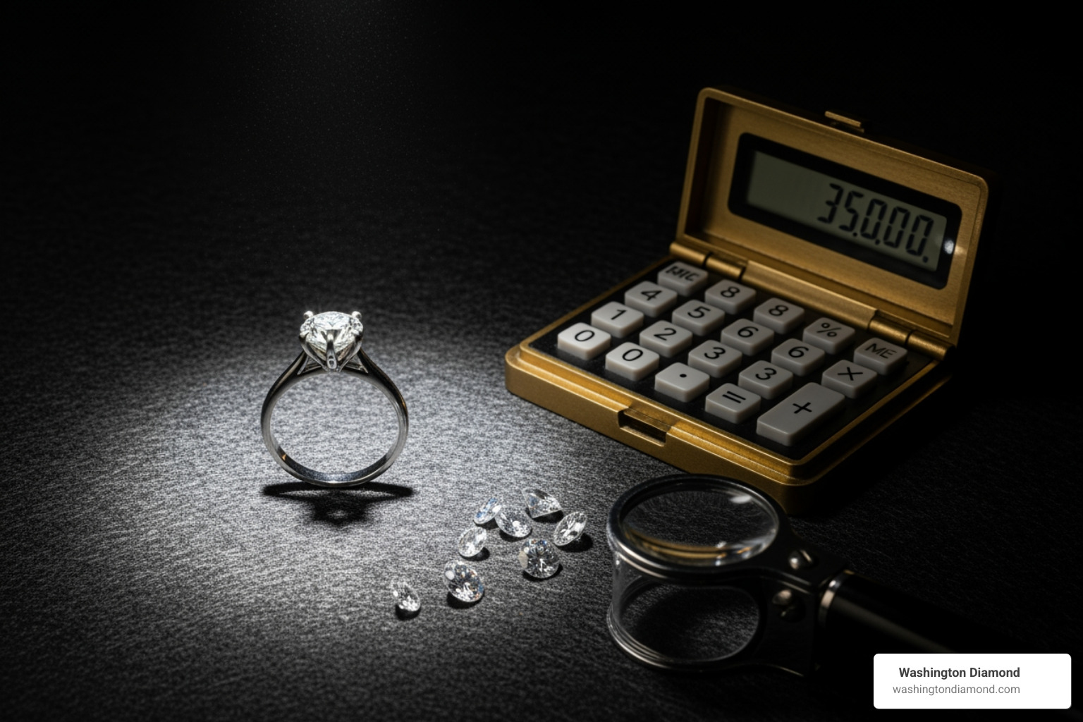GIA certificate next to a loose diamond - free diamond appraisal calculator