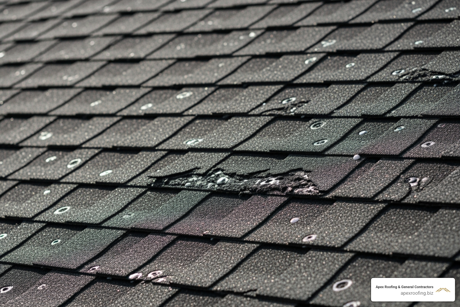 hail-damaged shingles - roofers leon valley
