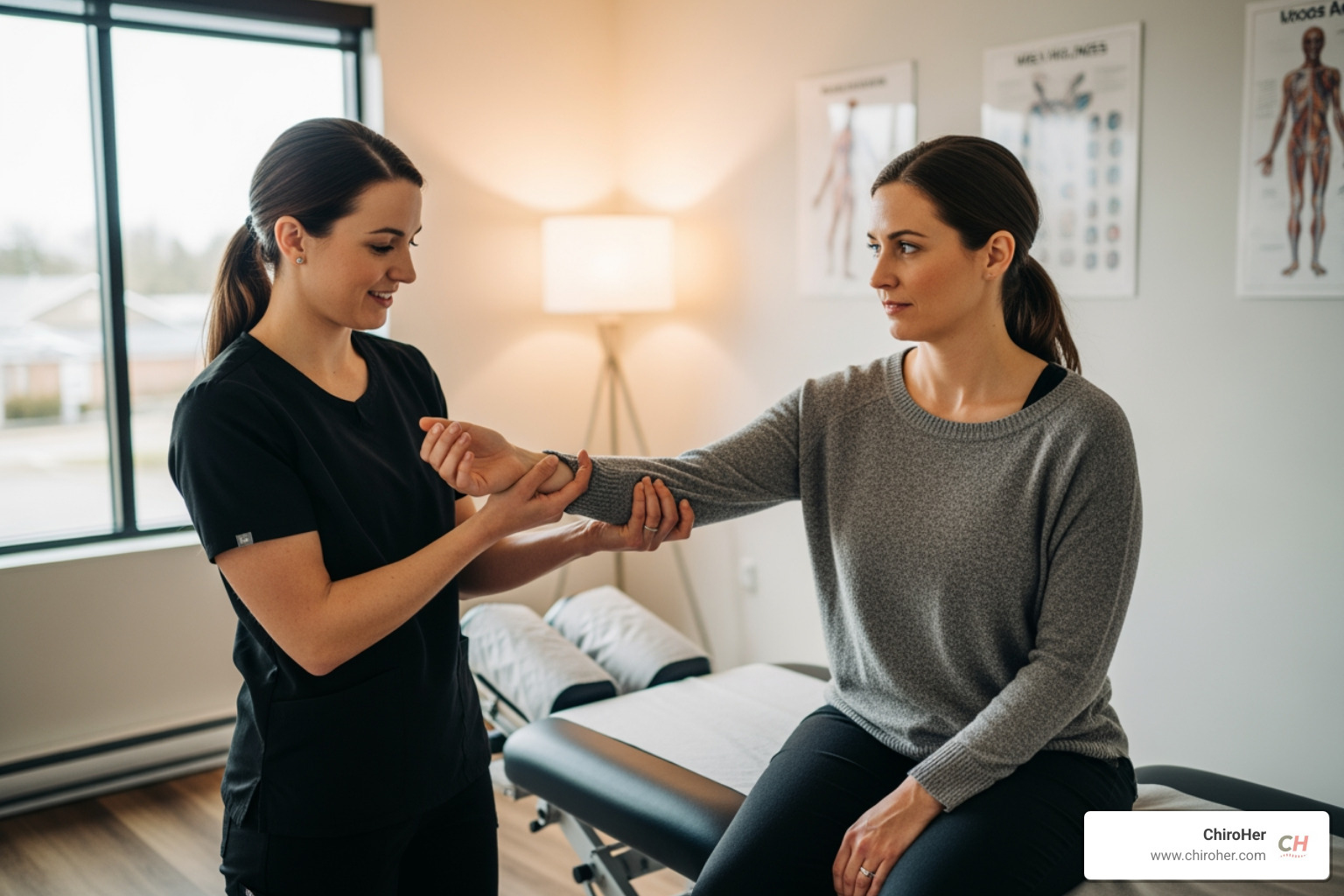female chiropractor adjusting female patient's wrist in clinic - carpal tunnel relief cream female chiropractor adjusting female patient's wrist in clinic - carpal tunnel relief cream