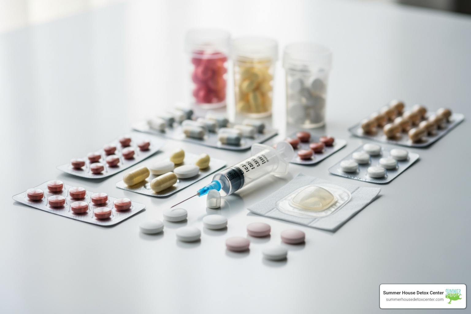 different forms of medication (pills, injection, film) - addiction medication therapy