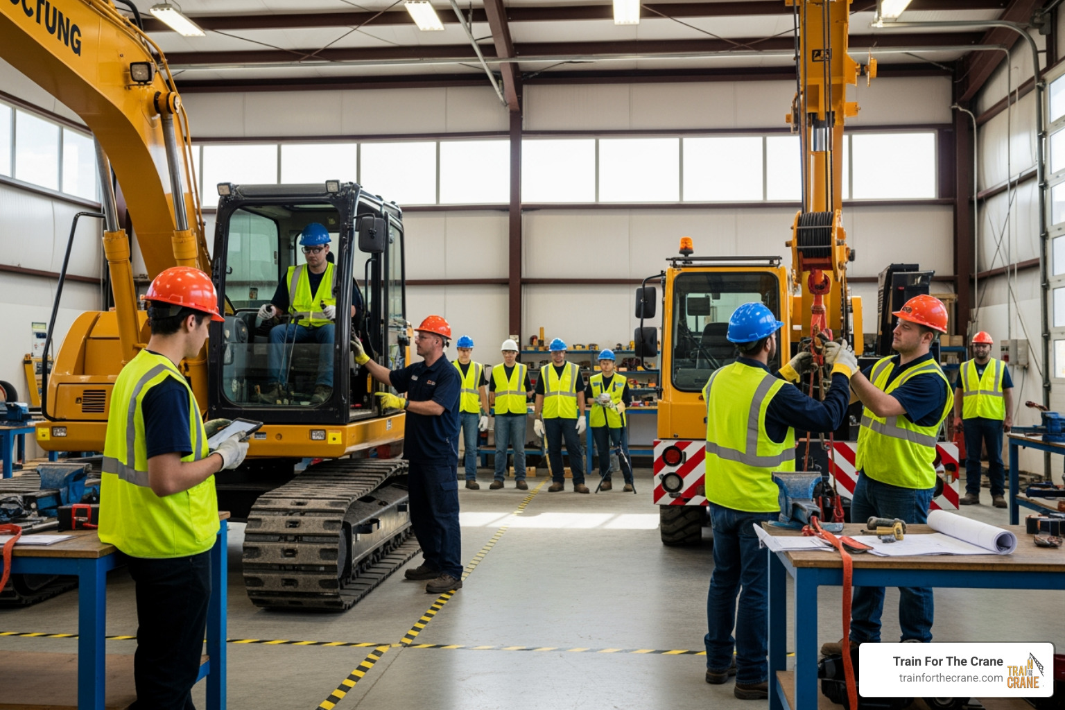 students in a heavy equipment or crane operation workshop - community colleges near me