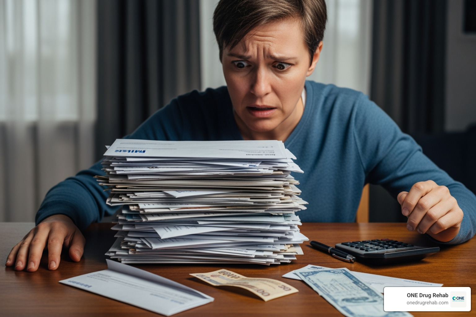 person looking stressed while looking at bills - family support addiction