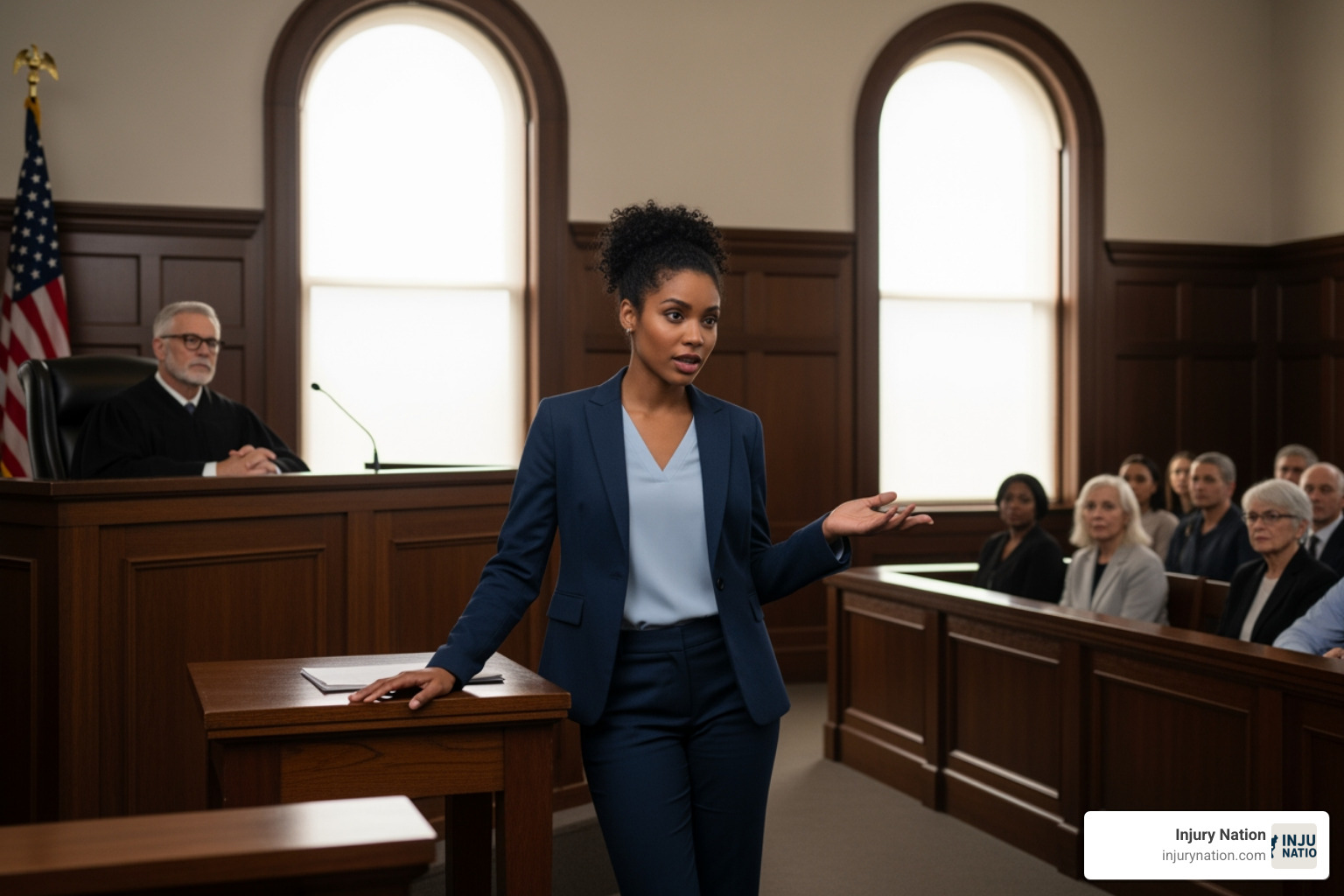 lawyer in a courtroom setting - a good accident lawyer