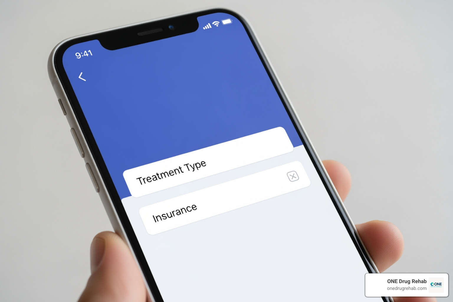 simple, clean calculator interface on a phone screen showing fields like "Treatment Type" and "Insurance" - rehab cost calculator simple, clean calculator interface on a phone screen showing fields like "Treatment Type" and "Insurance" - rehab cost calculator