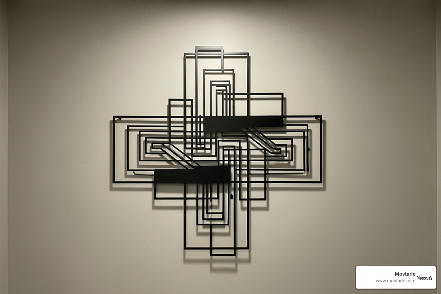 geometric black metal wall piece - black metal art