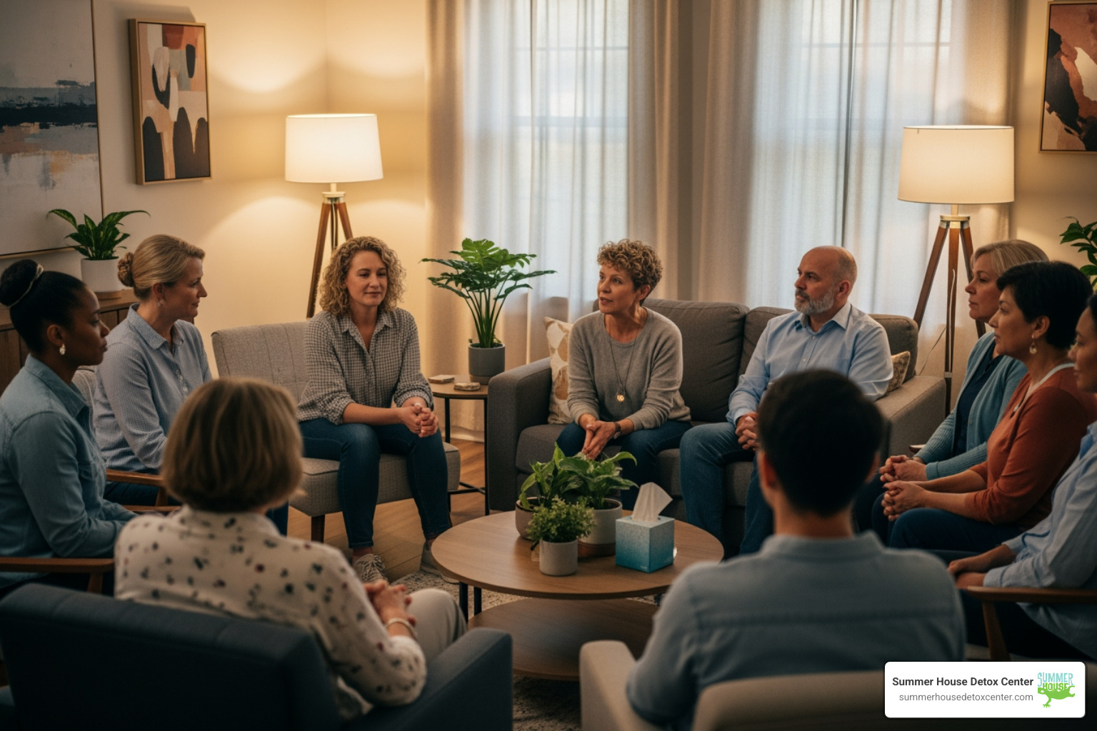 Group of people in a supportive meeting setting - delray beach rehab centers Group of people in a supportive meeting setting - delray beach rehab centers