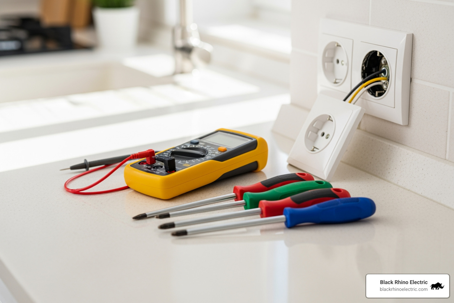 friendly, professional electrician talking to a homeowner in a kitchen - Salt Lake City electrician