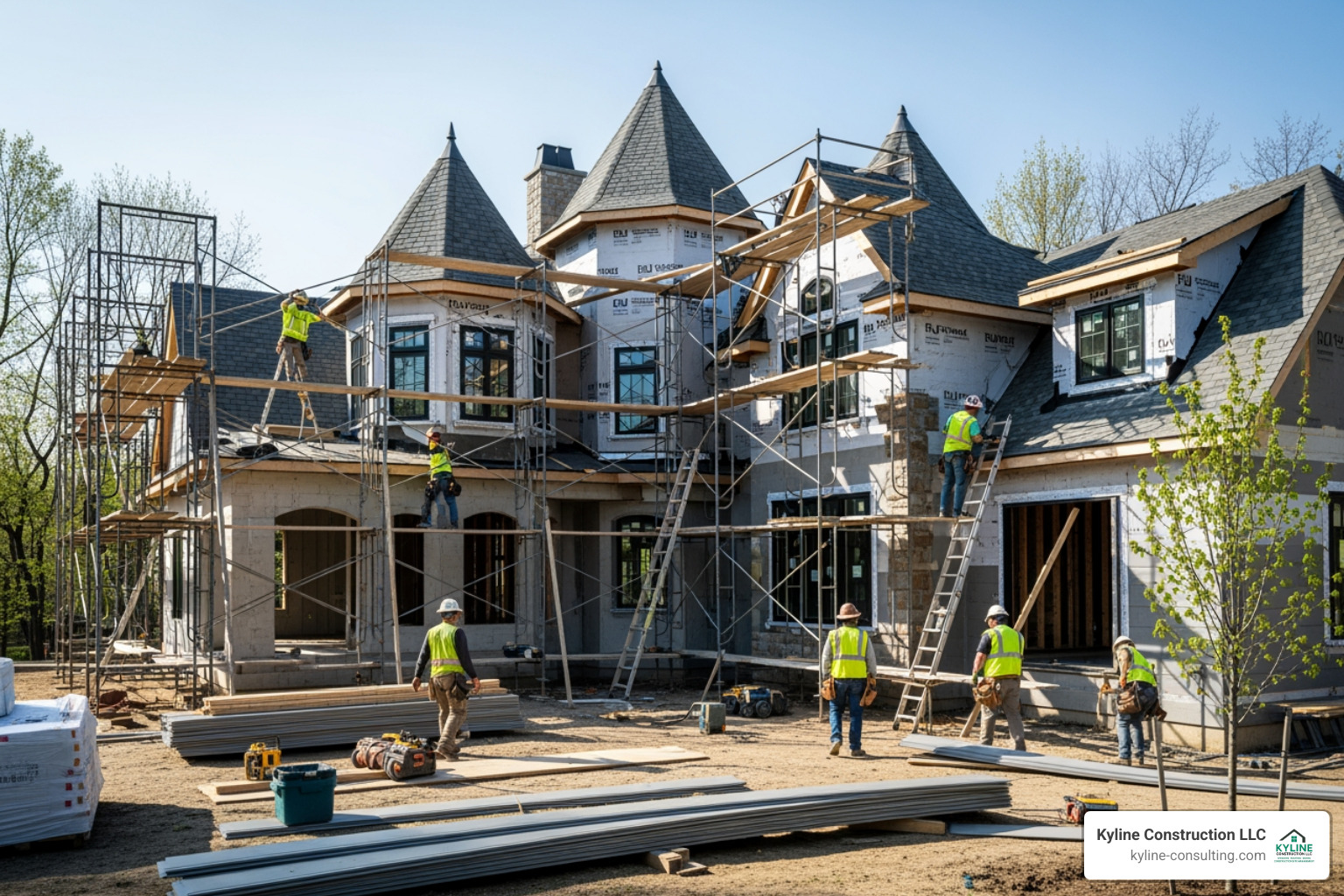 complex two-story house with multiple gables being resided - labor cost to replace siding complex two-story house with multiple gables being resided - labor cost to replace siding