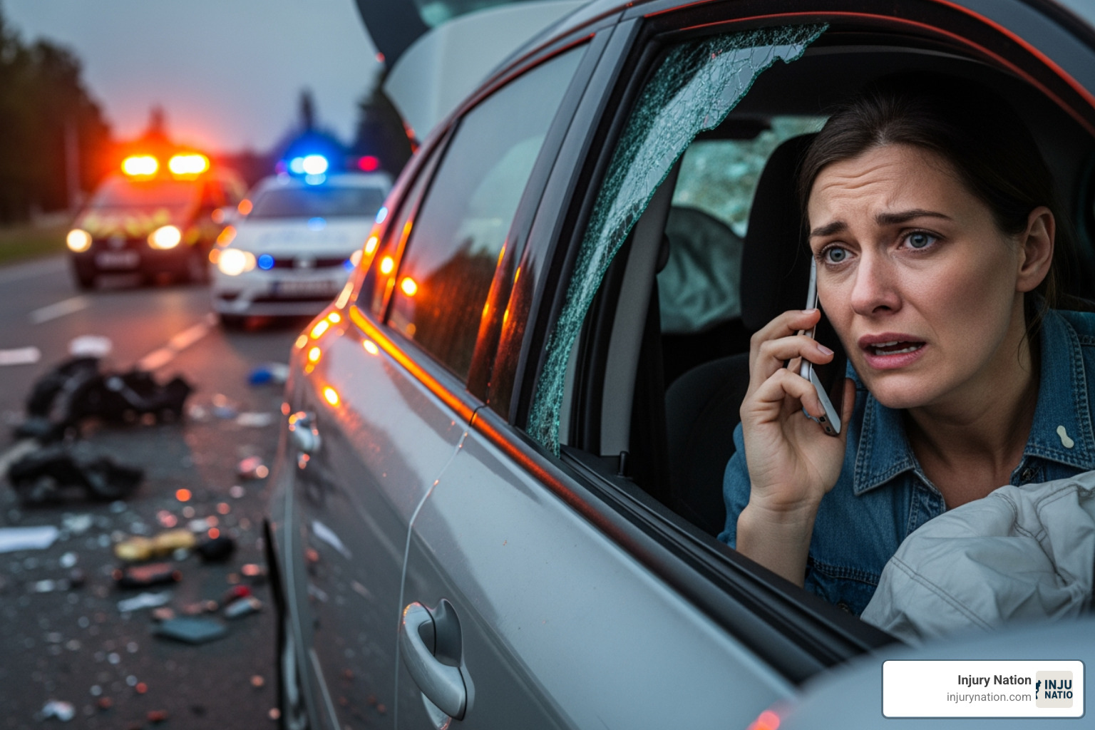 person on phone after accident - Truck accident legal advice