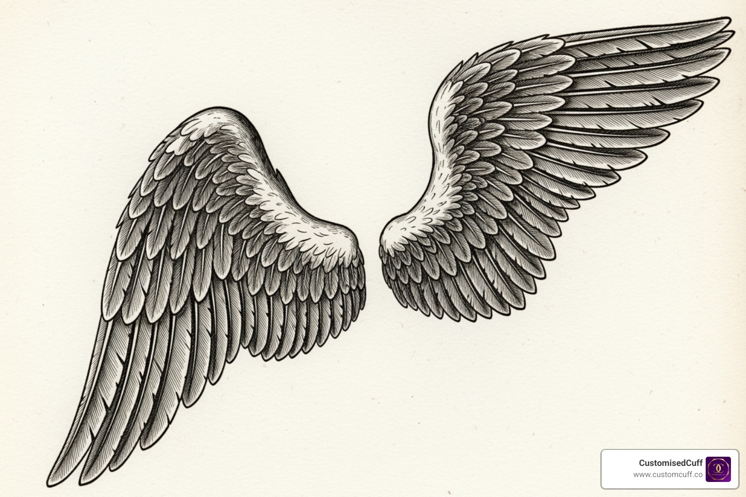 antique illustration of angel wings - custom angel wing necklace