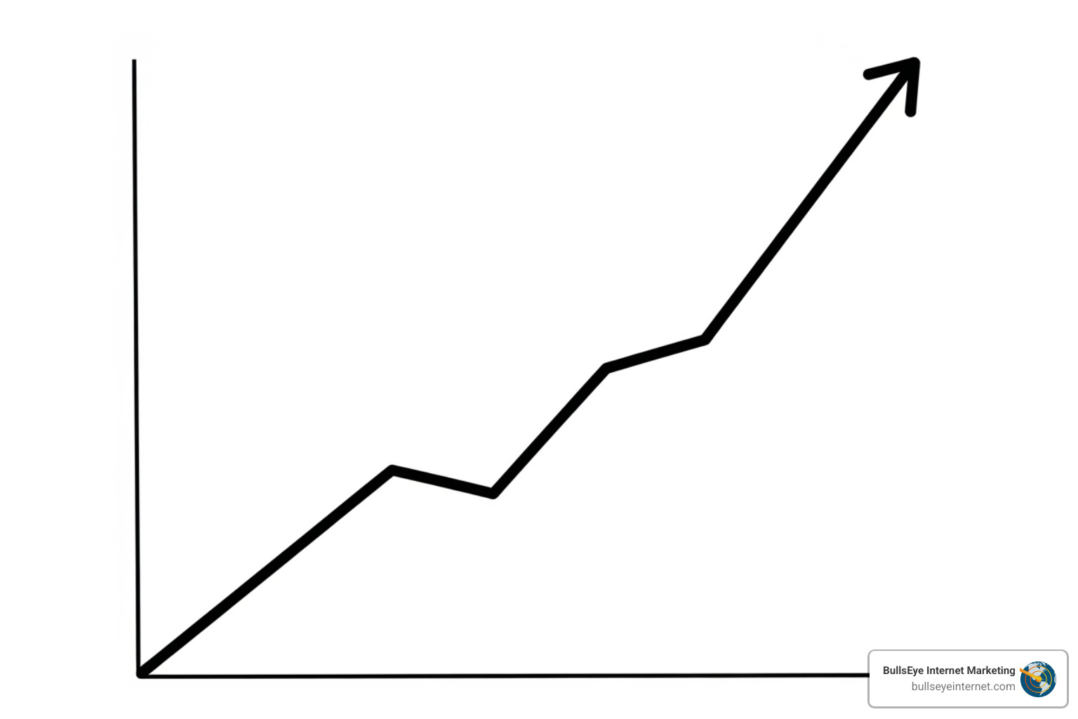 Graph showing upward traffic growth over time due to SEO efforts - search engine optimization consultants Graph depicting an upward trend, symbolizing growth in organic traffic and ROI from effective SEO strategies by BullsEye Internet Marketing.