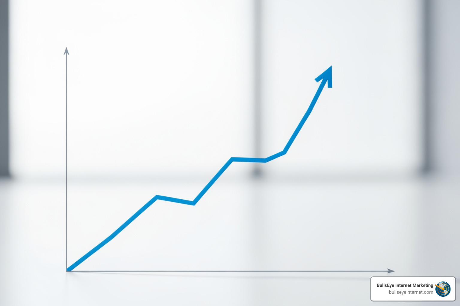 Graph showing upward trends in traffic and conversions after implementing audit findings - website audit services Graph depicting upward trend in website performance metrics, representing actionable insights from website audits by Bullseye Internet Marketing.