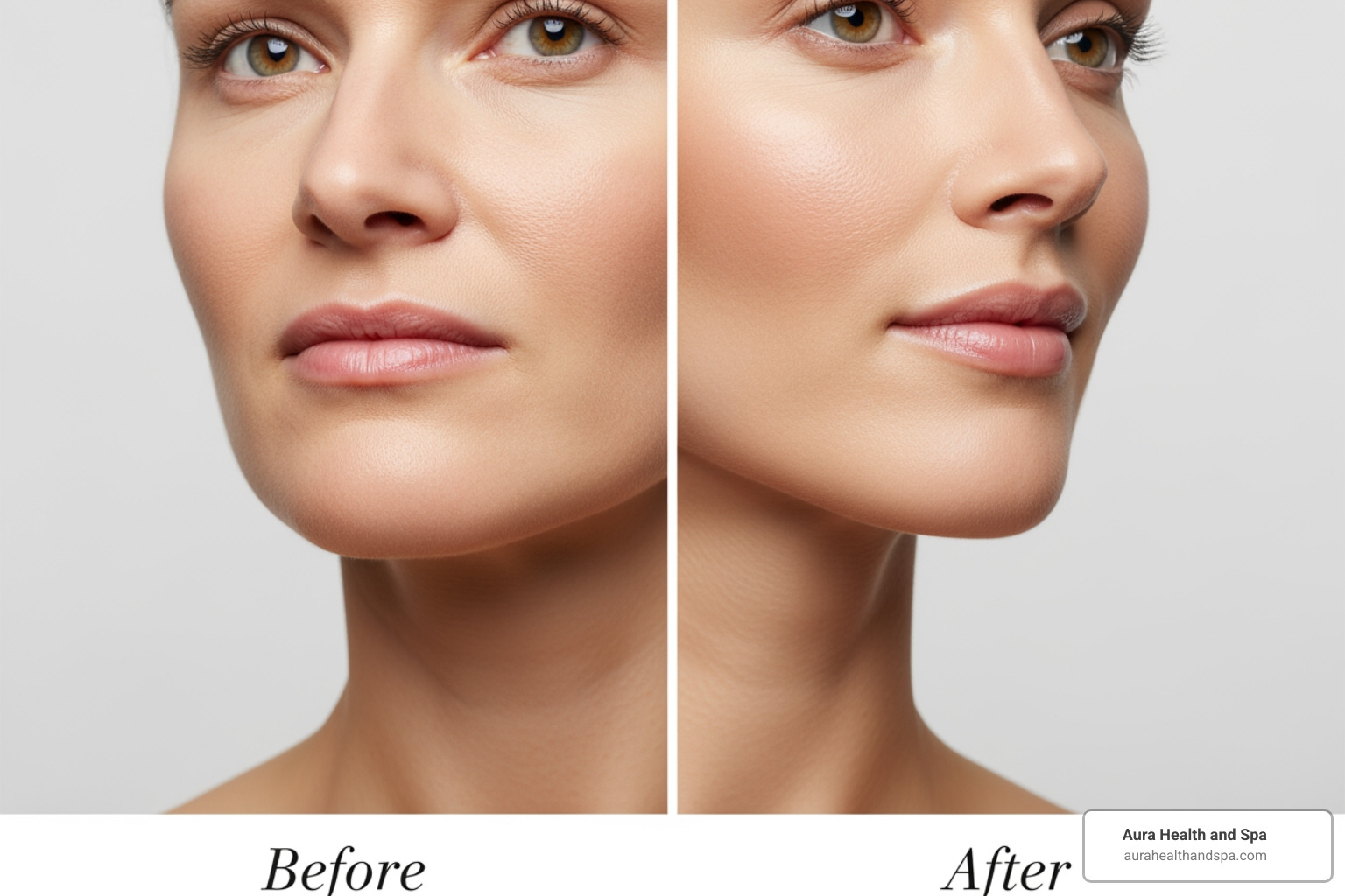 Image showing the difference between a tense, square jaw and a relaxed, slimmer jawline - Botox for TMJ Ann Arbor