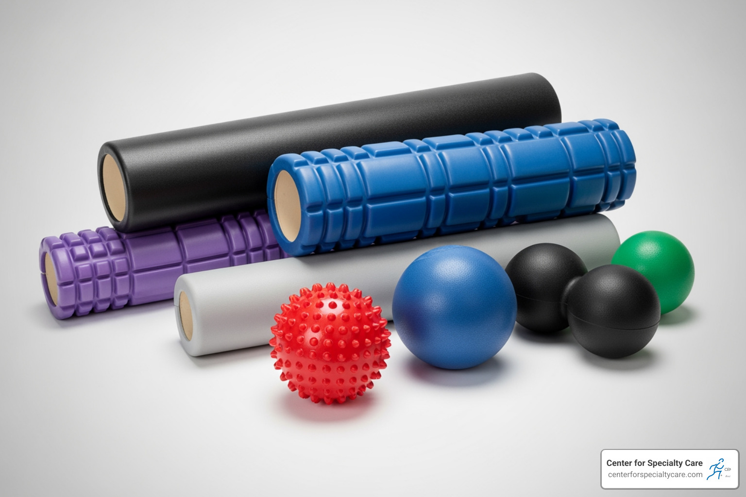 different types of foam rollers and massage balls - foam roller for shoulder blade knots