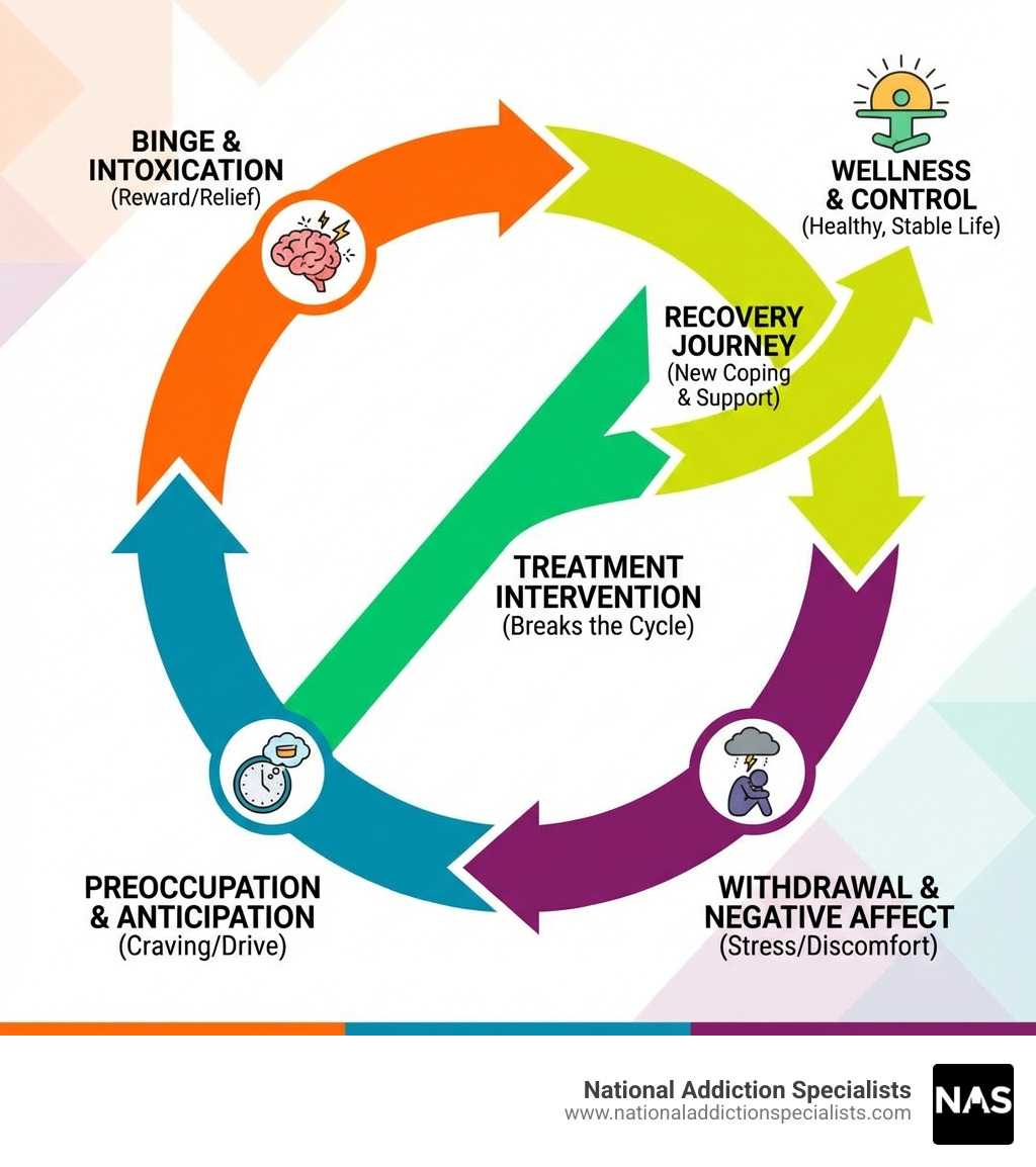 Infographic explaining the cycle of addiction and how treatment can break it - addiction treatment infographic Infographic explaining the cycle of addiction and how treatment can break it - addiction treatment infographic