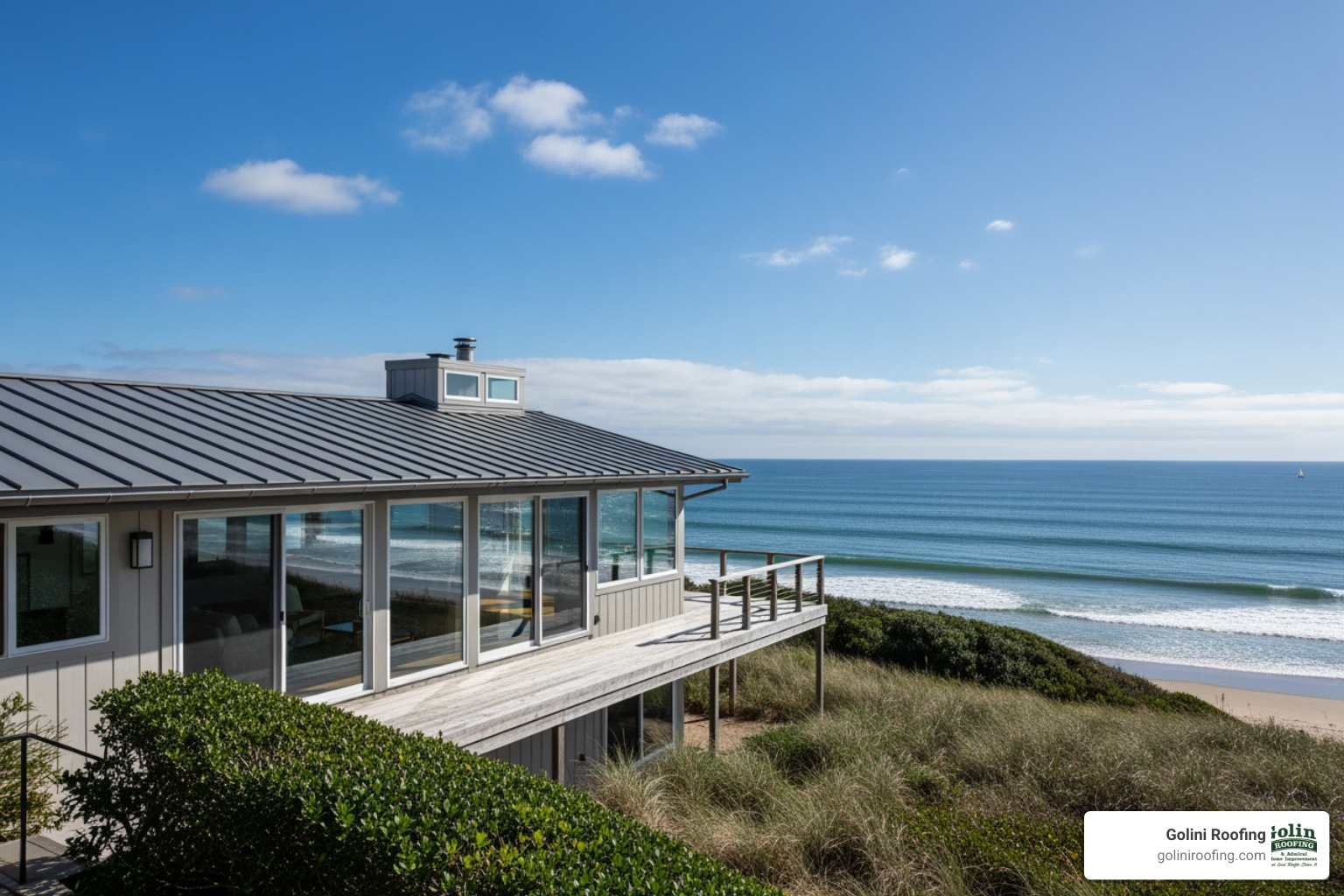Aluminum roof on coastal home - types of metal residential roofing Aluminum roof on coastal home - types of metal residential roofing