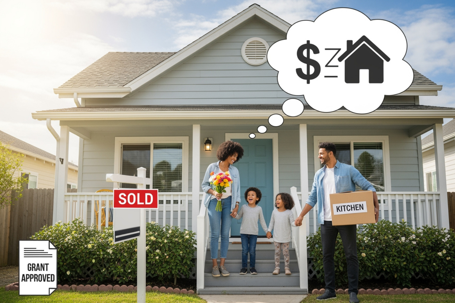 tax form next to a piggy bank with coins - grants for low income home buyers