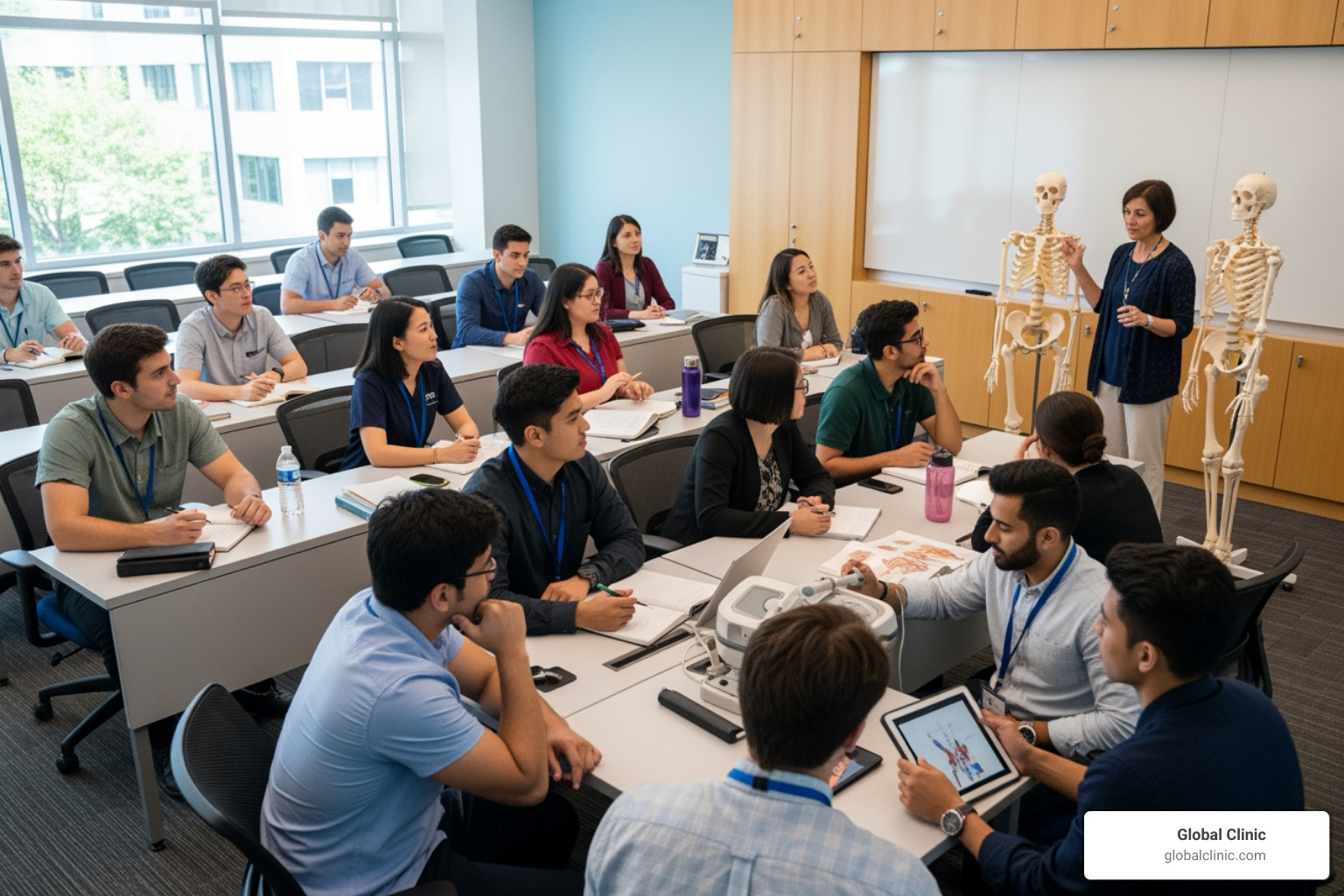 diverse physical therapy students in a classroom setting - physical therapist