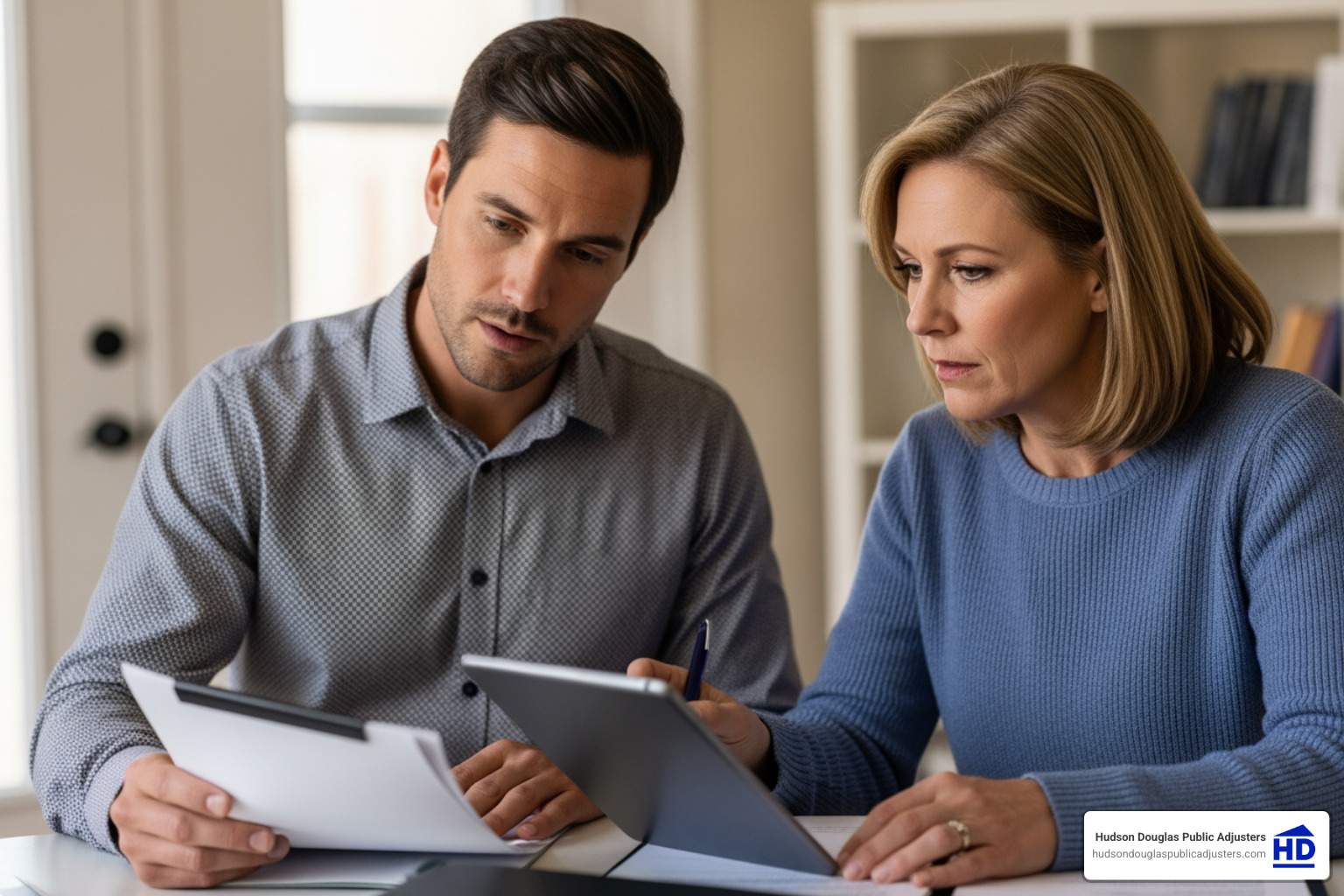 a professional public adjuster meeting with a homeowner - public adjuster for homeowners a professional public adjuster meeting with a homeowner - public adjuster for homeowners