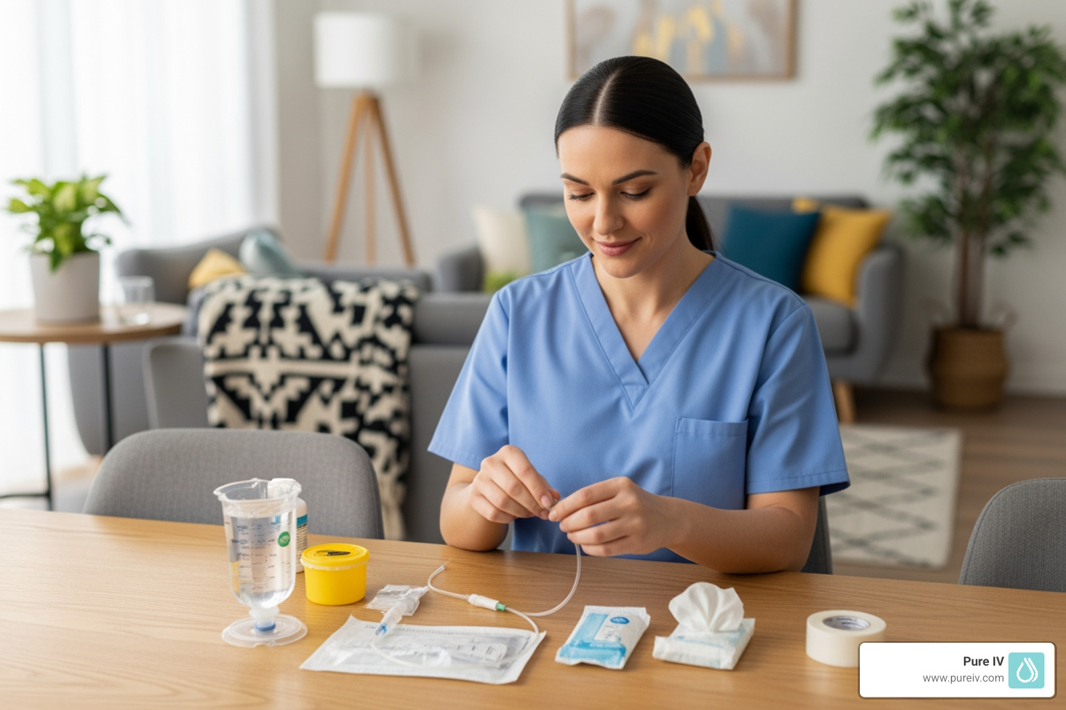 Nurse preparing IV bag - iv vitamin c therapy at home