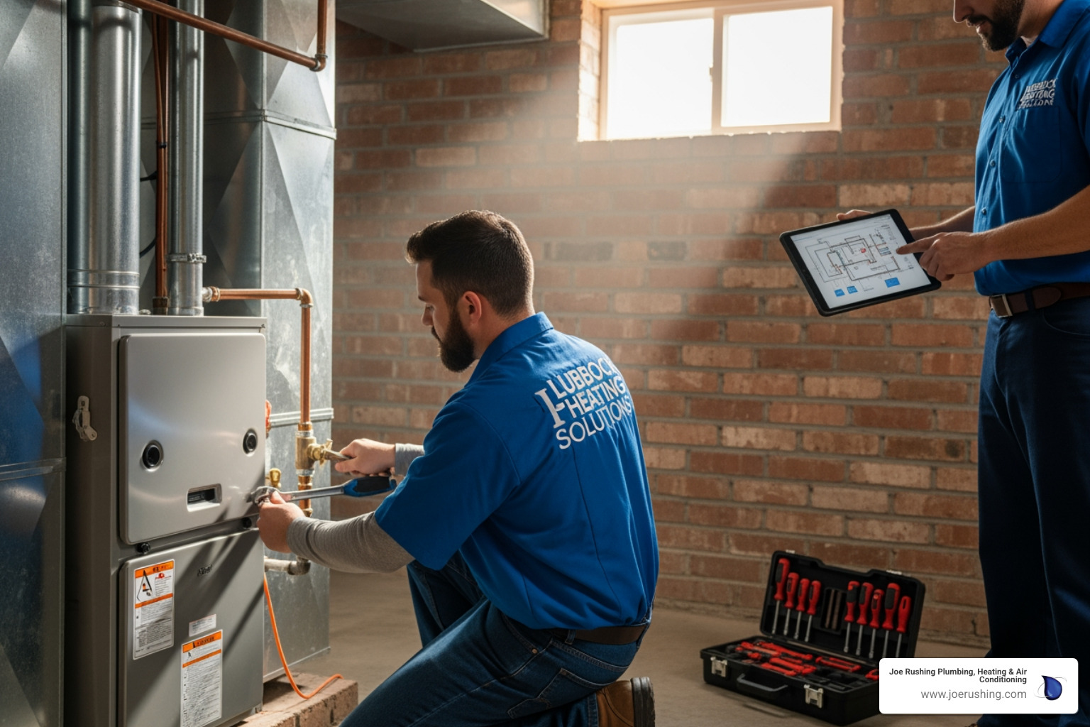 infographic showing the top 5 signs you need a new heating system: system is over 15 years old, frequent repair calls, rising energy bills, uneven heating between rooms, and strange noises or odors - affordable heating installation in lubbock, tx