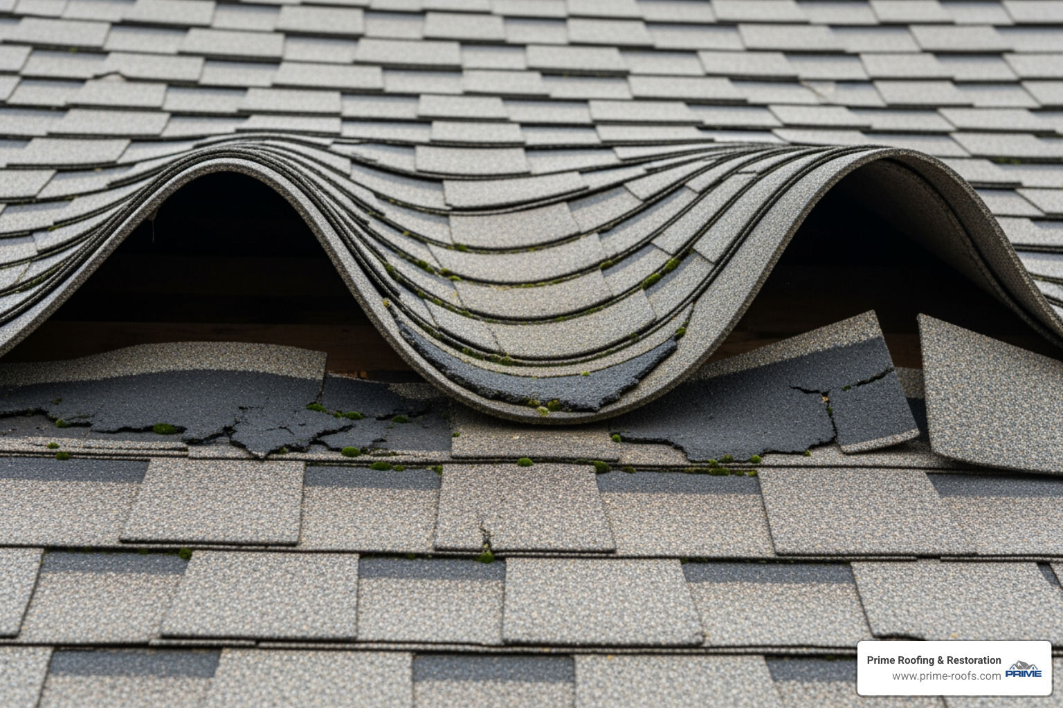curling and buckling shingles on a roof - Local roofing contractors curling and buckling shingles on a roof - Local roofing contractors