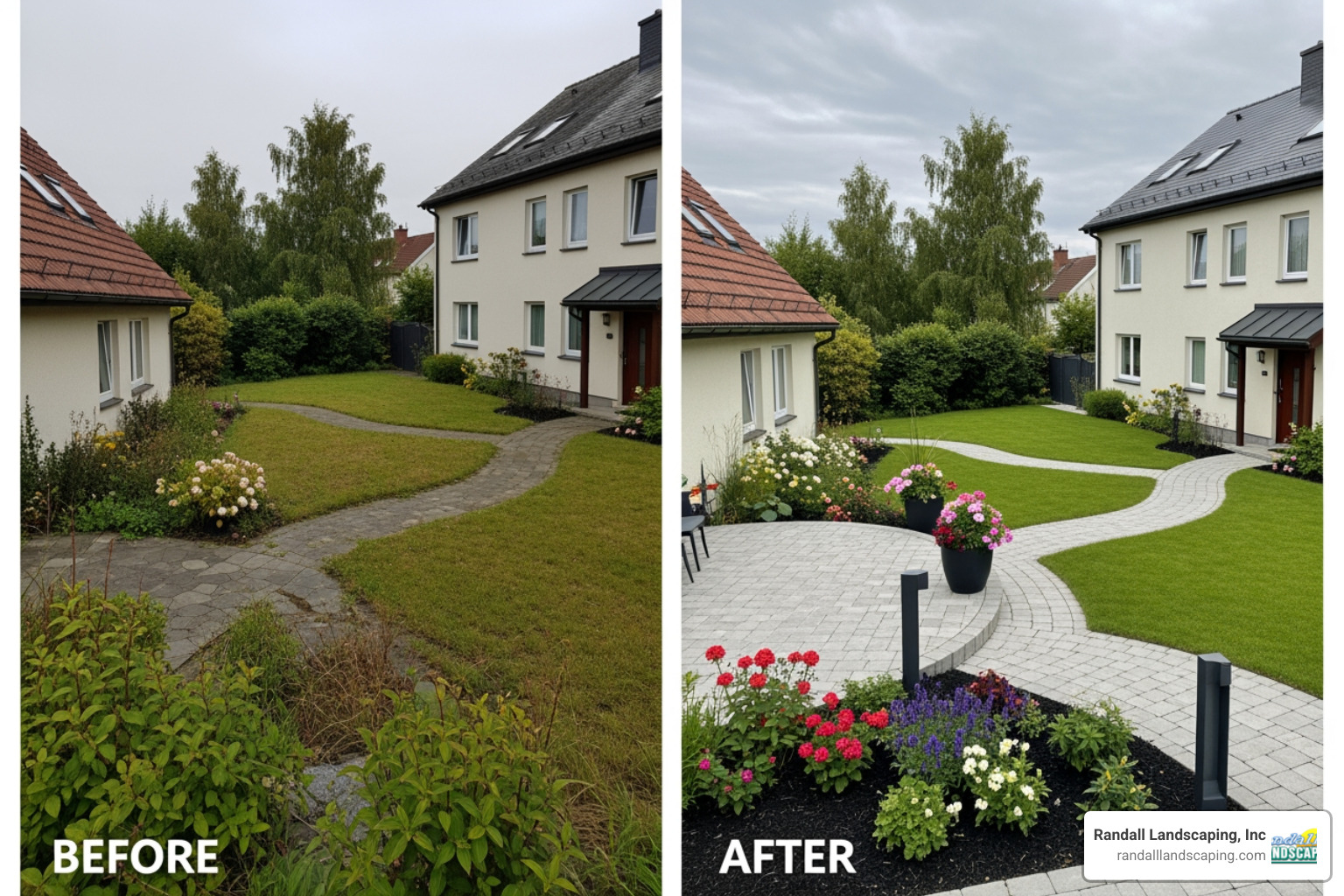 stunning before-and-after landscape design project by Randall Landscaping - pelham landscaping