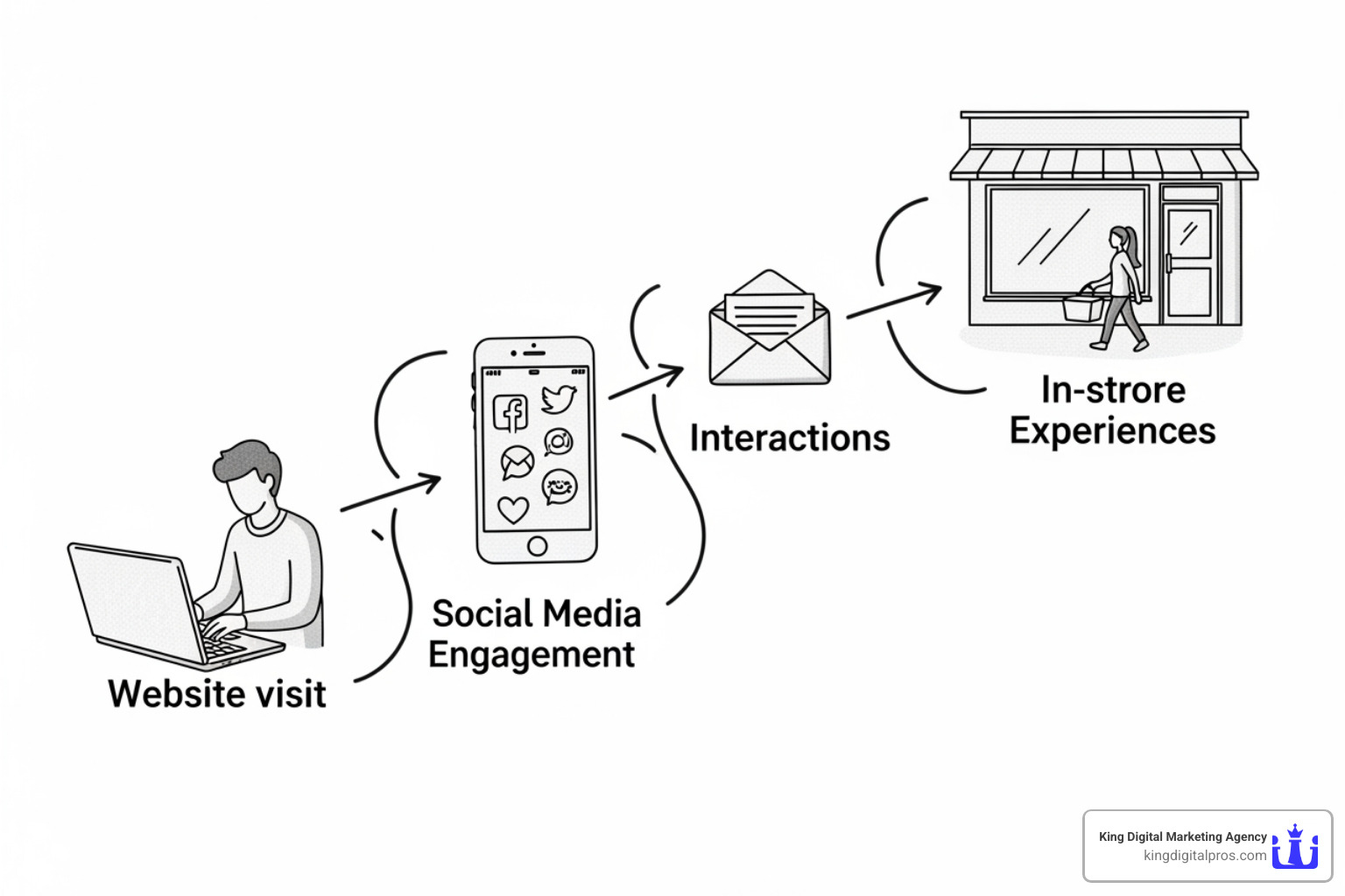image of a user journey map showing different touchpoints - advertising roi calculator