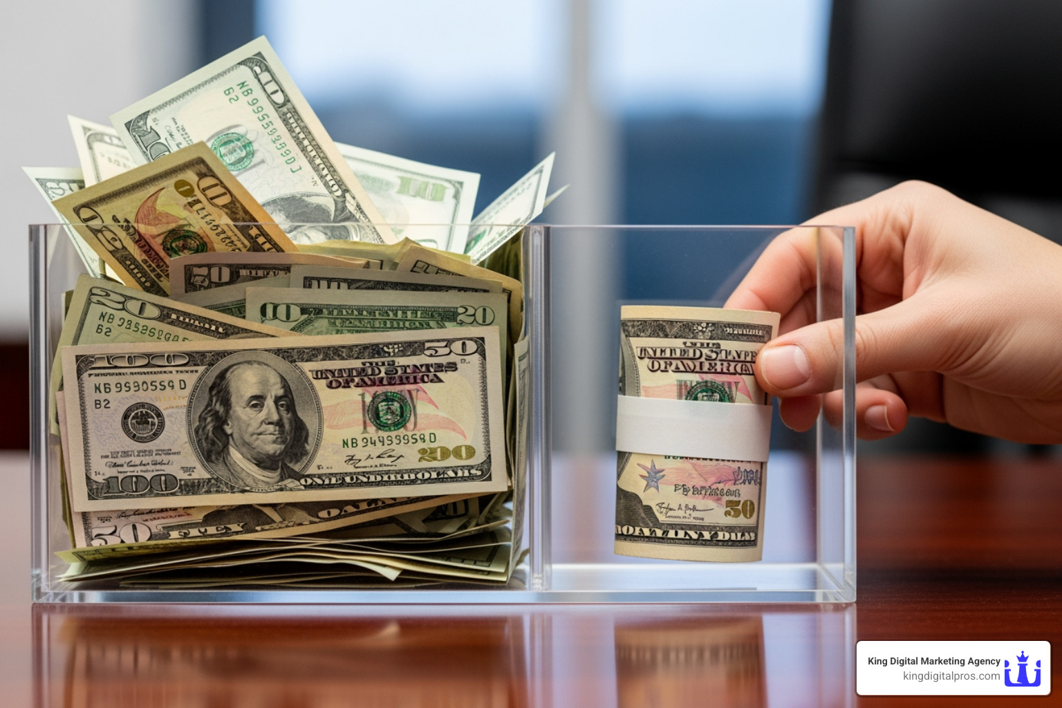 image illustrating the ROI formula: (Net Profit / Total Investment) x 100 - advertising roi calculator