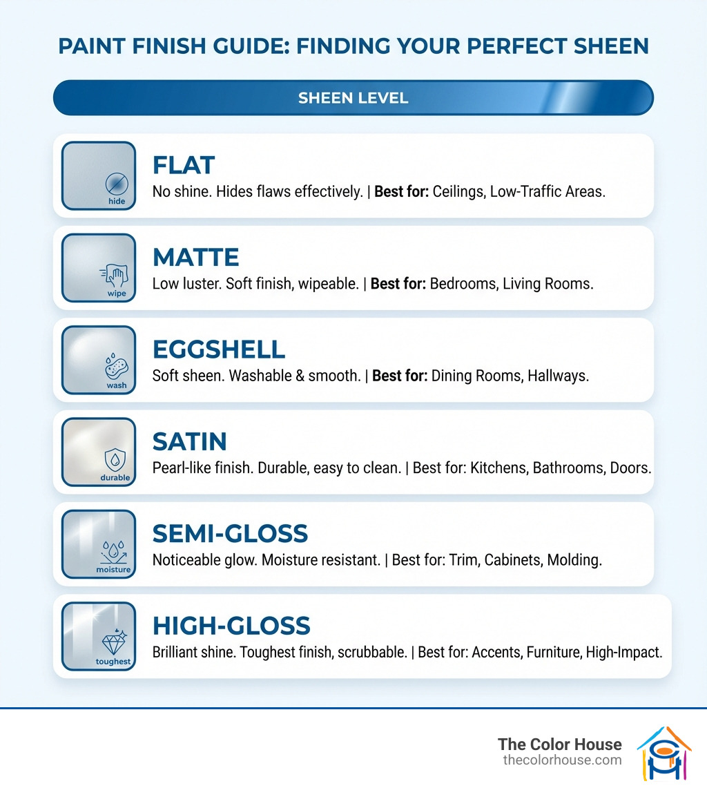 Infographic explaining paint finishes - Benjamin Moore Cranston infographic 