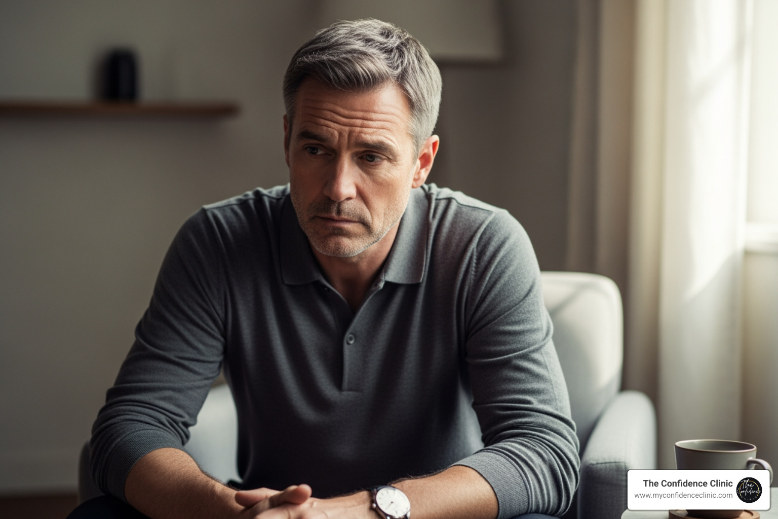 Man looking fatigued or contemplative - testosterone replacement therapy for men Man looking fatigued or contemplative - testosterone replacement therapy for men