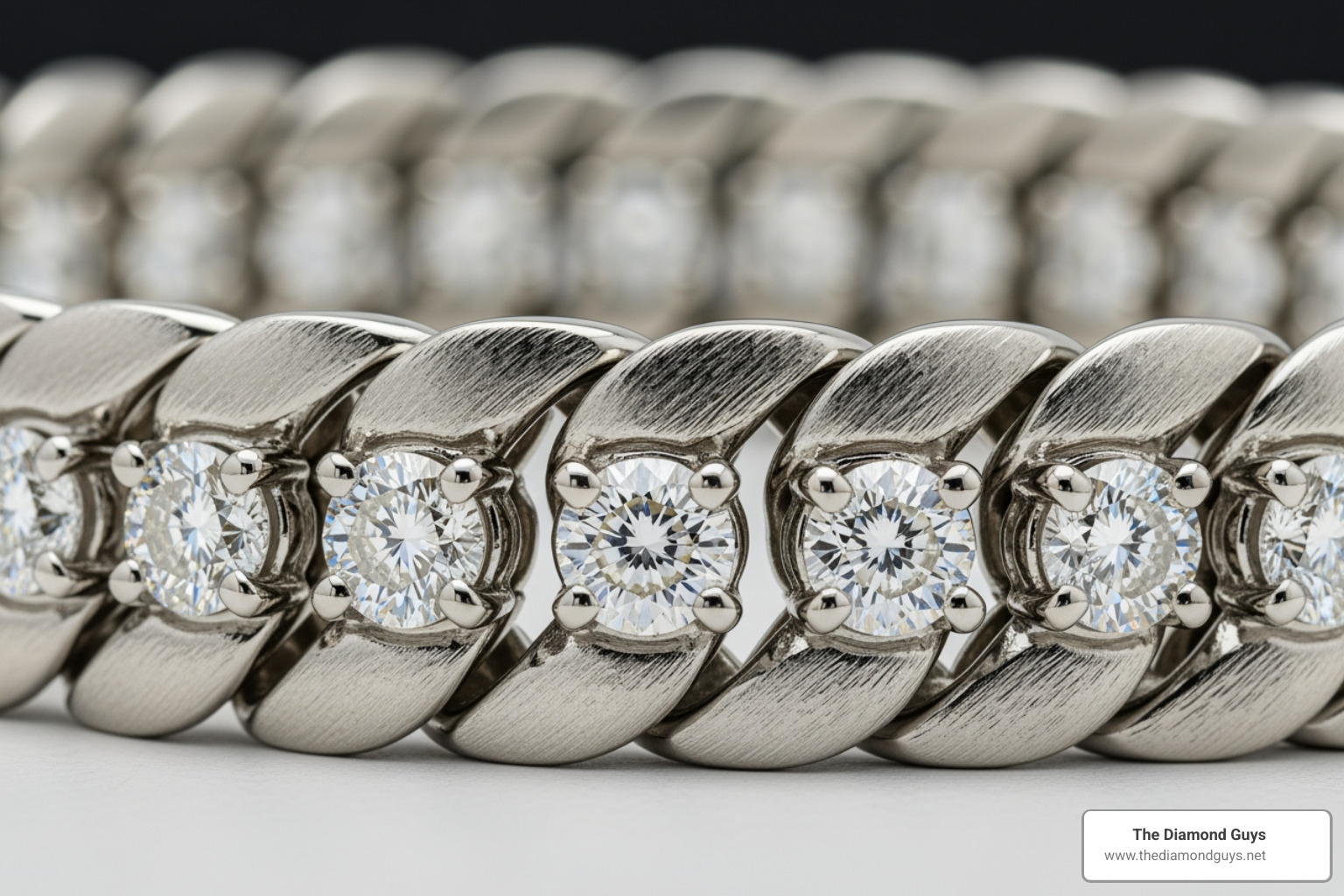 close-up shot showing the details of a diamond Cuban link choker's prong setting - mens diamond cuban link choker