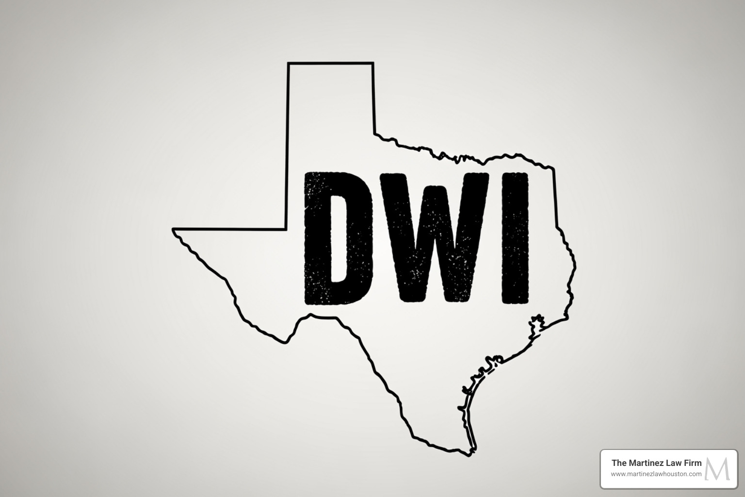 Texas state outline with "DWI" prominently featured - OWI vs DWI