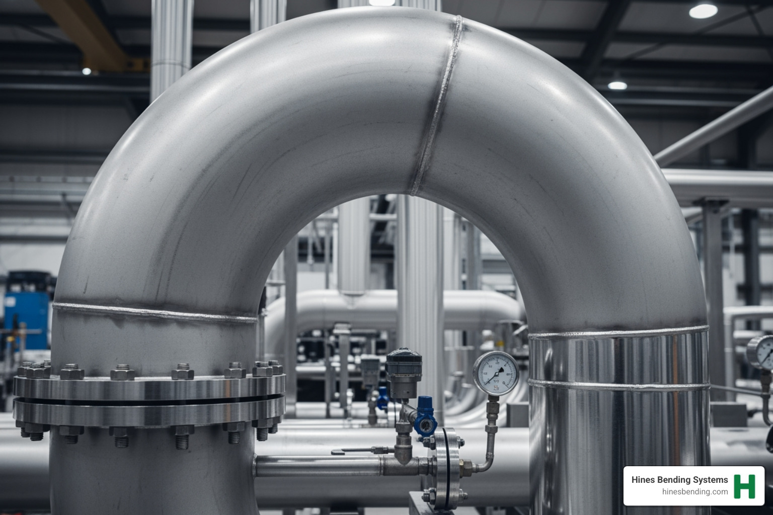 Perfectly smooth, large-radius bent pipe produced by Hines - induction tube bending machine