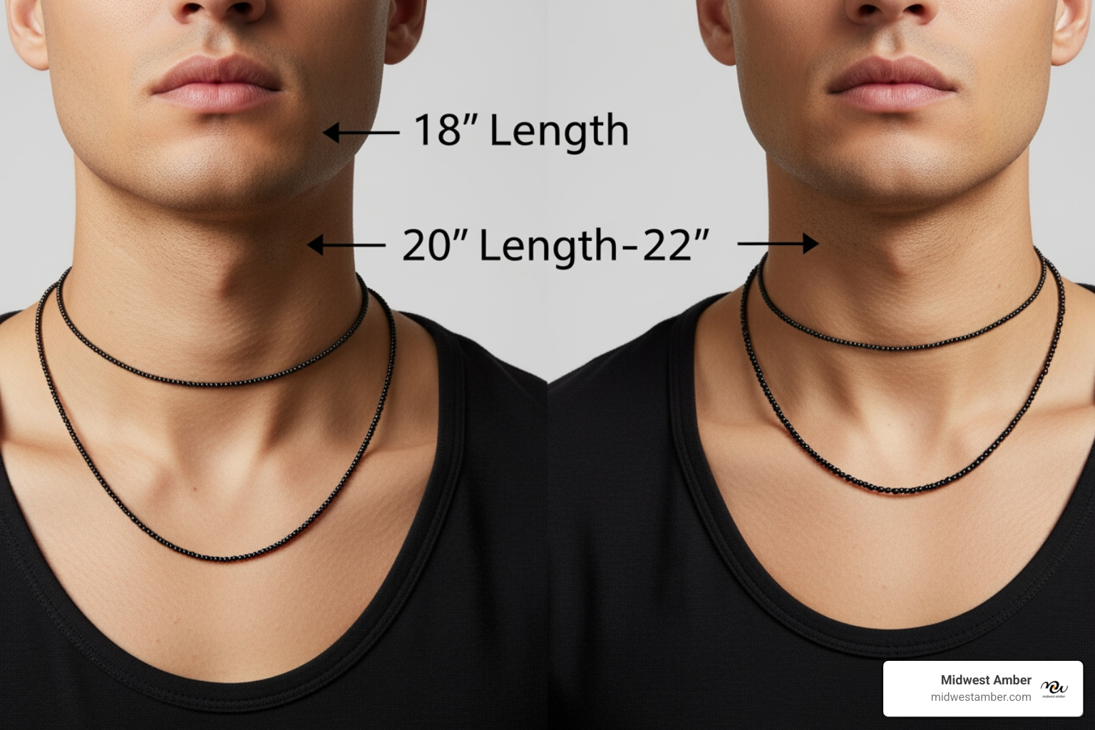 Necklace sizing chart for men - Amber necklace men