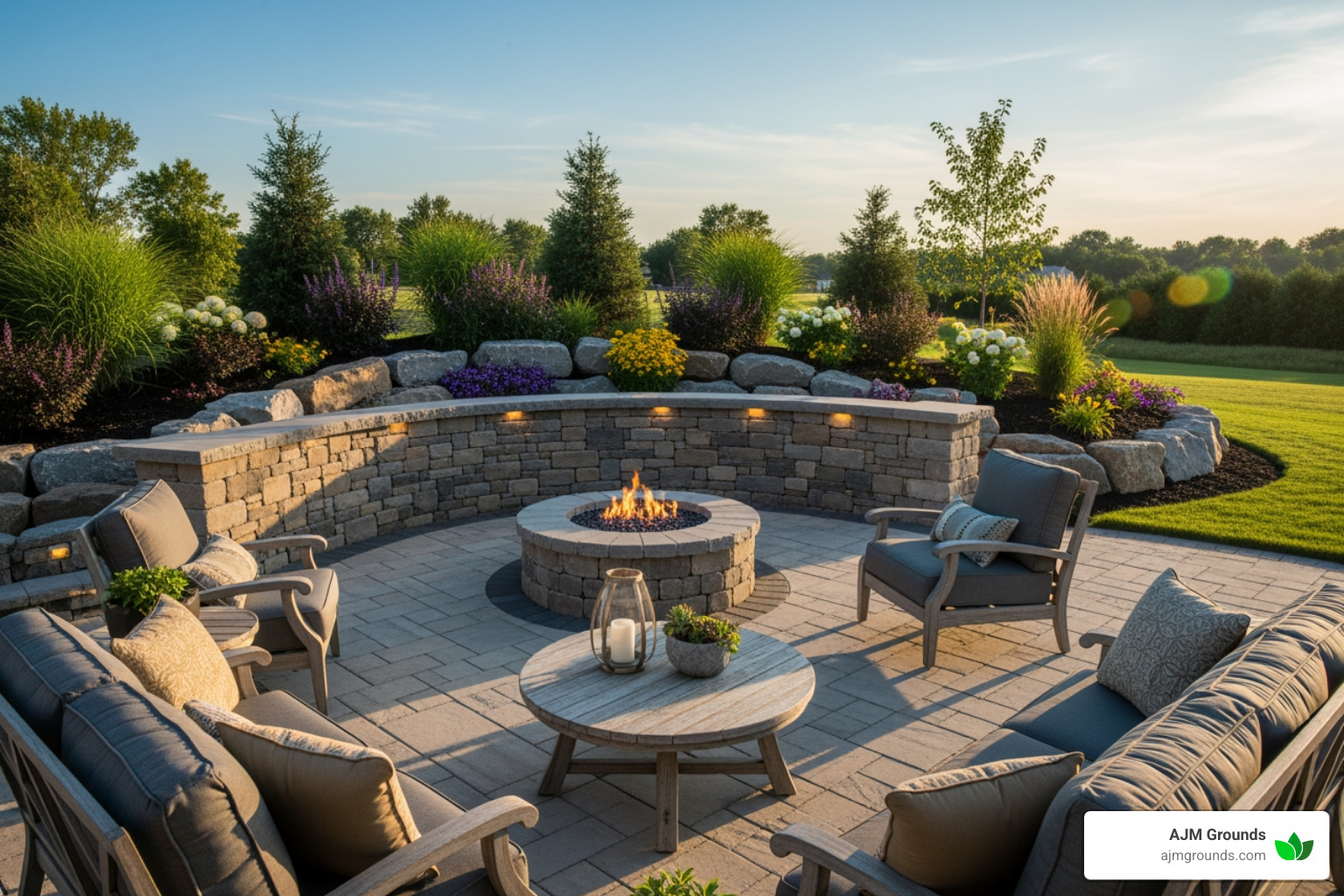 retaining wall integrated with a patio and fire pit - landscape retaining walls retaining wall integrated with a patio and fire pit - landscape retaining walls