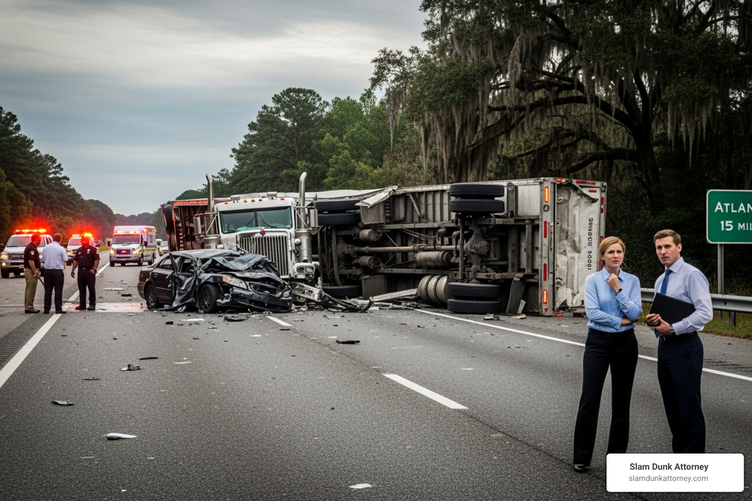 A legal professional analyzing a stack of documents and digital data, representing evidence gathering for a truck accident lawsuit in Georgia - truck accident lawsuit Georgia