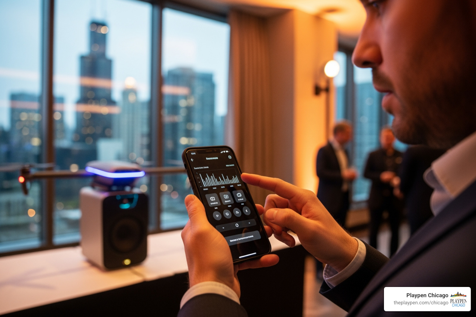 A user interacting with a 'phygital' product via their smartphone at an event in Chicago - b2b, sponsorships & hospitality partnerships A user interacting with a 'phygital' product via their smartphone at an event in Chicago - b2b, sponsorships & hospitality partnerships