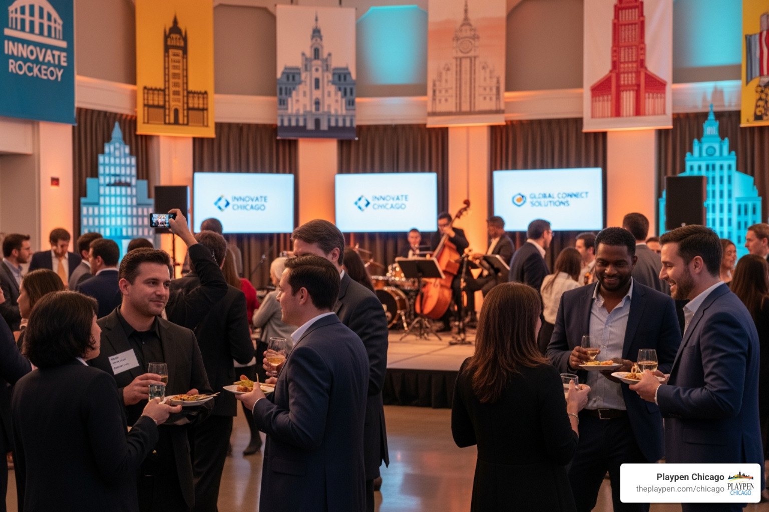 Professionals networking at a sponsored cultural event in Chicago - b2b, sponsorships & hospitality partnerships Professionals networking at a sponsored cultural event in Chicago - b2b, sponsorships & hospitality partnerships