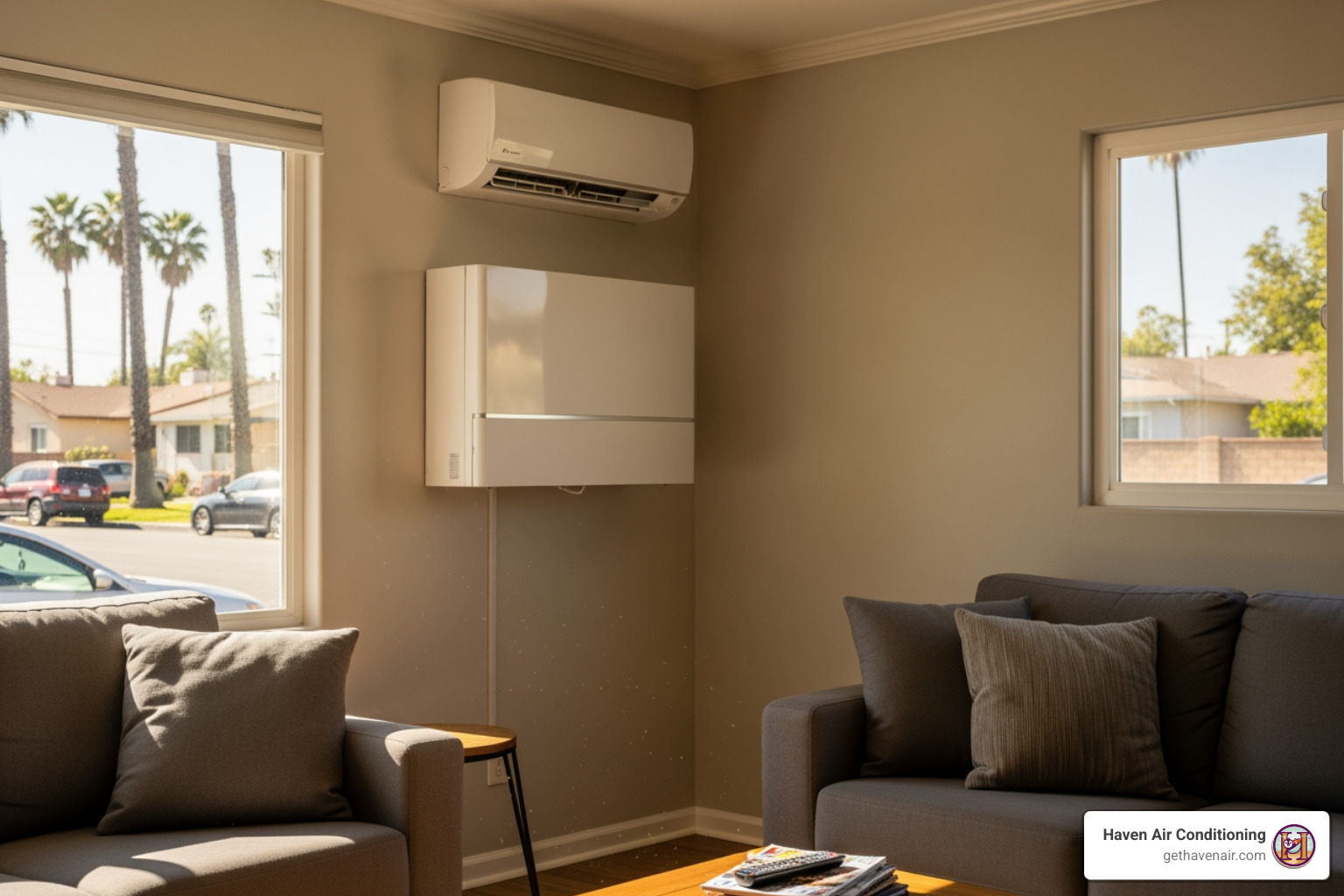 infographic explaining how ductless mini-split heat pumps work: outdoor unit transfers heat through refrigerant lines to indoor wall-mounted air handlers, providing both heating and cooling with zone control and high efficiency ratings - affordable ductless heating in buena park, ca infographic explaining how ductless mini-split heat pumps work: outdoor unit transfers heat through refrigerant lines to indoor wall-mounted air handlers, providing both heating and cooling with zone control and high efficiency ratings - affordable ductless heating in buena park, ca