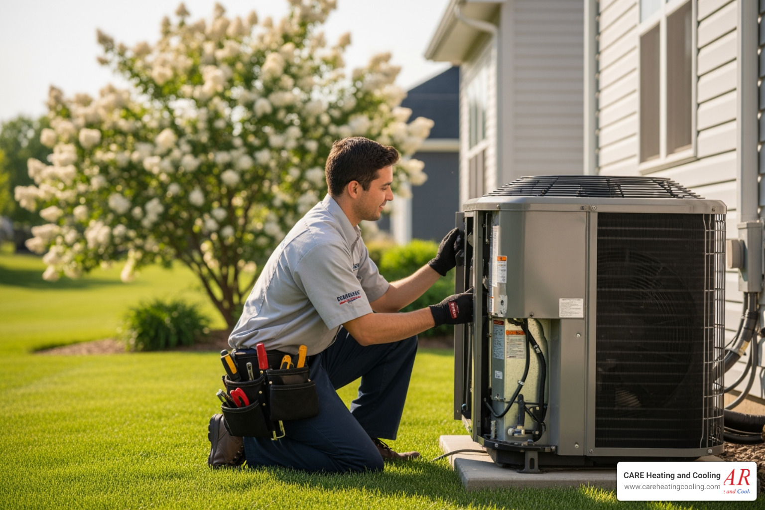 Infographic showing the path to affordable heat pump repair: recognize warning signs like strange noises and high bills, perform monthly DIY checks like filter replacement, schedule annual professional maintenance, choose local licensed technicians, and decide repair vs replacement based on age and repair frequency - affordable heat pump repair in dublin, oh Infographic showing the path to affordable heat pump repair: recognize warning signs like strange noises and high bills, perform monthly DIY checks like filter replacement, schedule annual professional maintenance, choose local licensed technicians, and decide repair vs replacement based on age and repair frequency - affordable heat pump repair in dublin, oh
