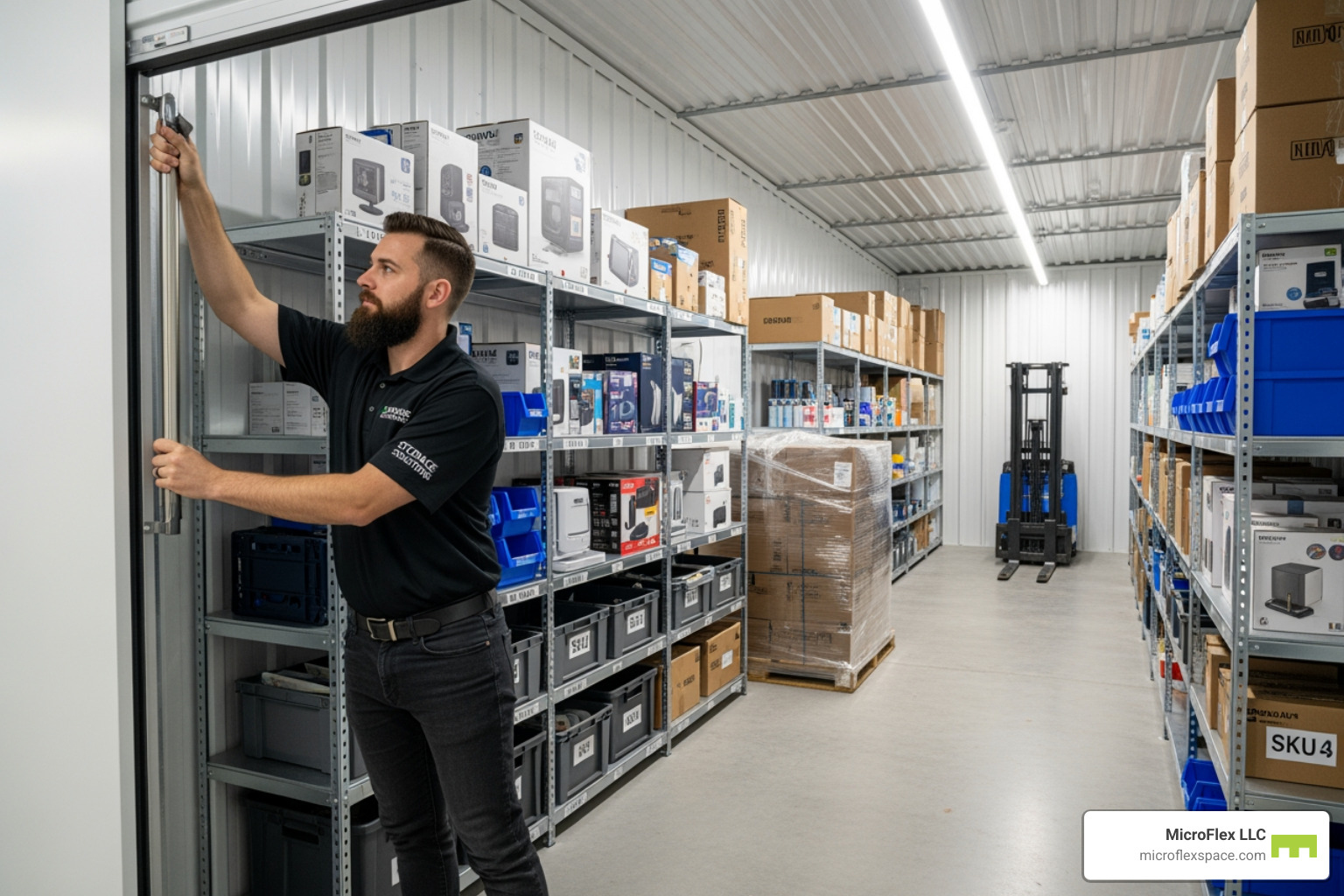 business owner accessing MicroFlex storage unit - storage facilities madison business owner accessing MicroFlex storage unit - storage facilities madison