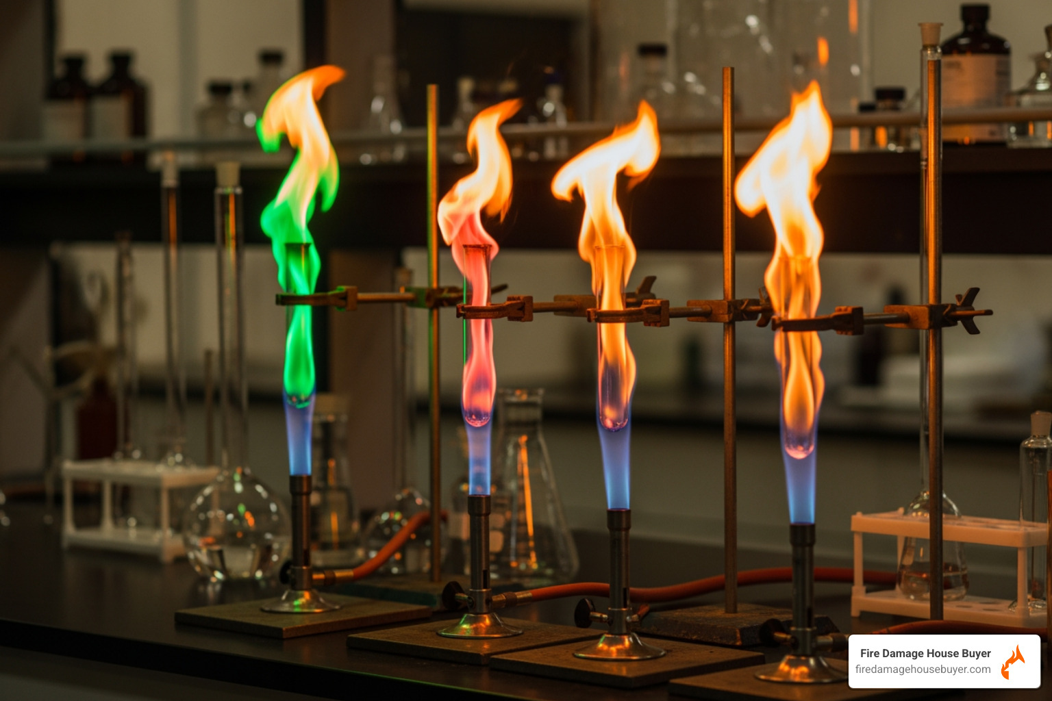 chemistry flame test showing multiple colors including green - how hot is green fire chemistry flame test showing multiple colors including green - how hot is green fire