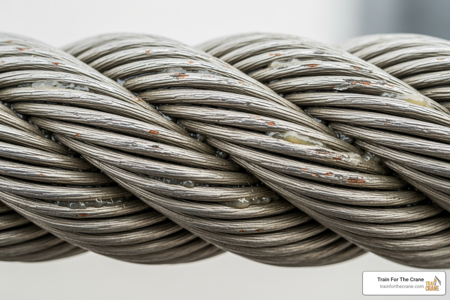 close-up inspection of a crane's wire rope - Crane inspection checklist