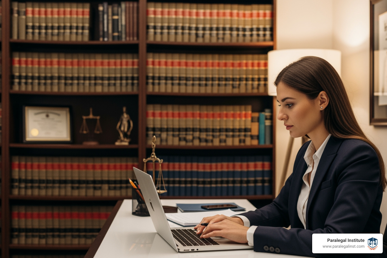 paralegal conducting legal research on a computer with law books in the background - what does a paralegal do paralegal conducting legal research on a computer with law books in the background - what does a paralegal do