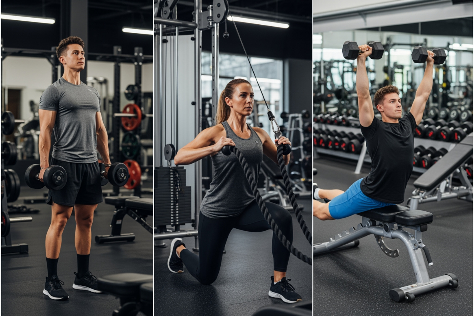 collage of different trapezius exercises (Shrugs, Face Pulls, Y-Raises) - exercise of trapezius collage of different trapezius exercises (Shrugs, Face Pulls, Y-Raises) - exercise of trapezius